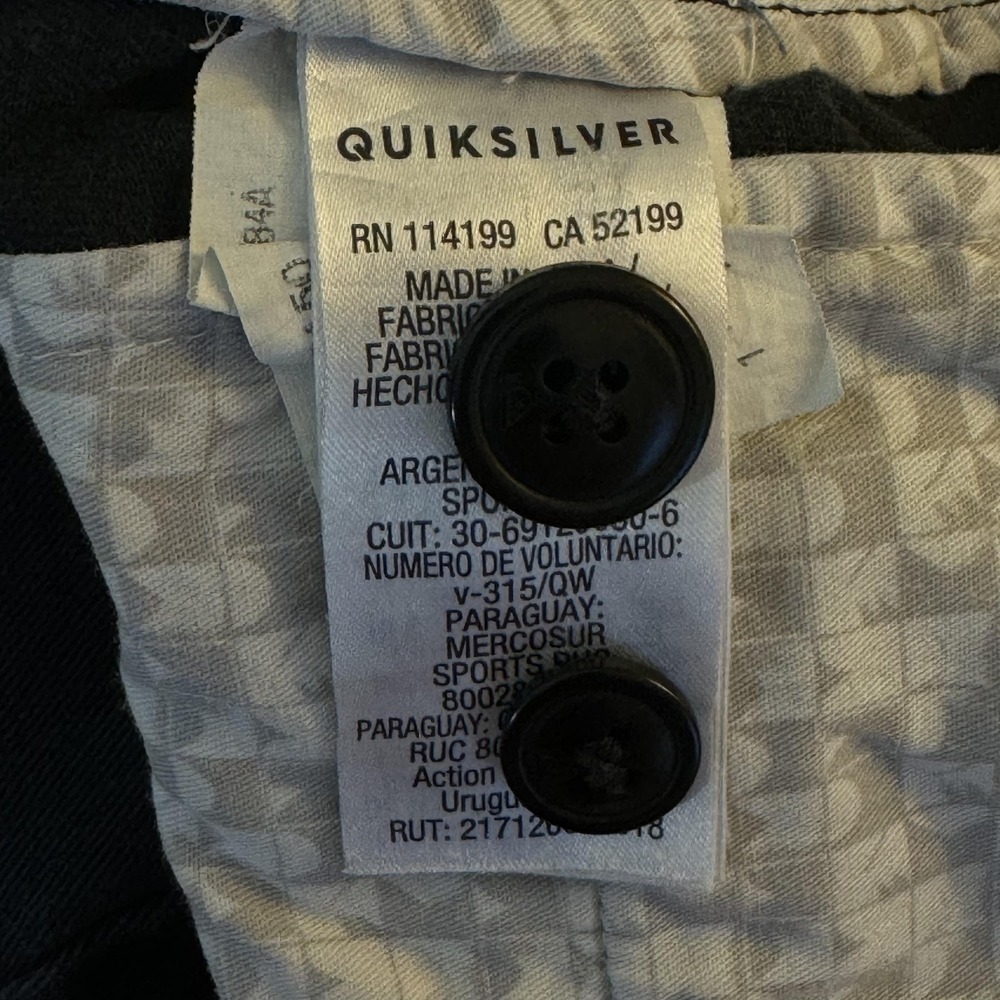 Quiksilver Shorts Mens 33 Black Straight Fit Chino Summer Casual Cotton Pockets - Picture 9 of 12